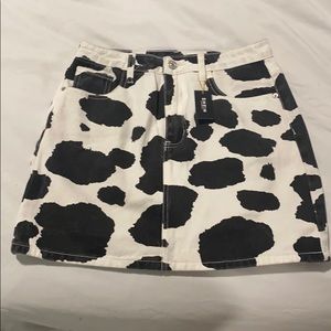 Cow hide print mini skirt